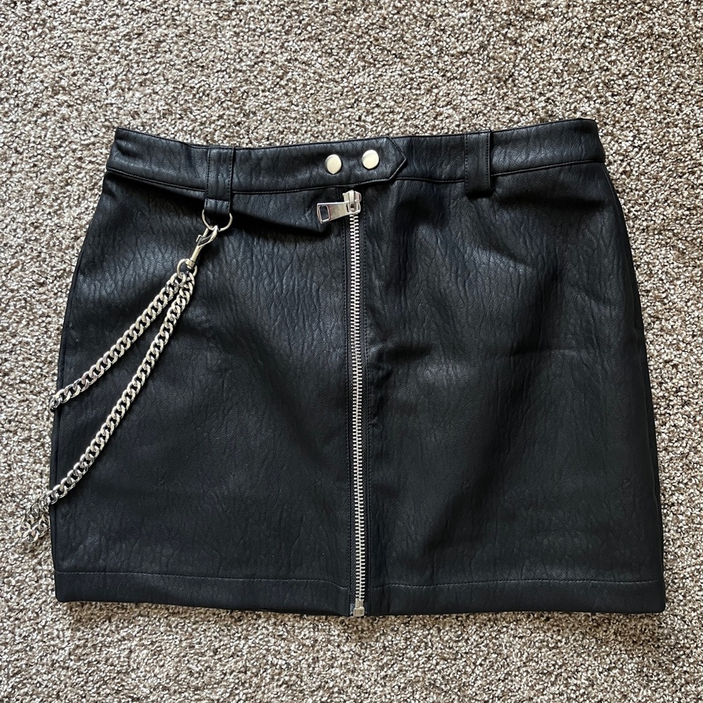 Faux Leather Chain Mini Skirt